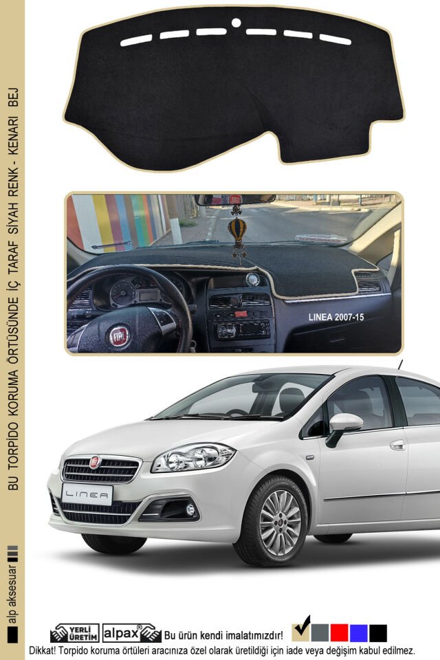 Fiat Linea 2007-2015 Modele Özel Torpido Koruma Halısı - Kenarı Bej