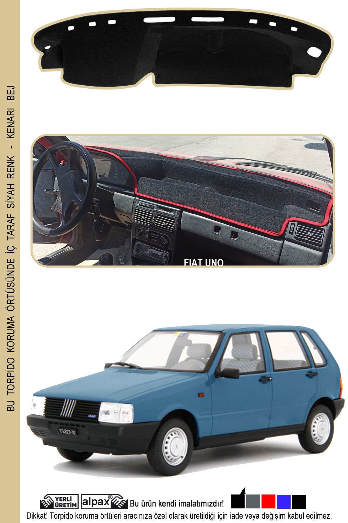 Fiat Uno Torpido Koruma Halısı 1983-1995 Modele Özel Üretim - Bej Kenar