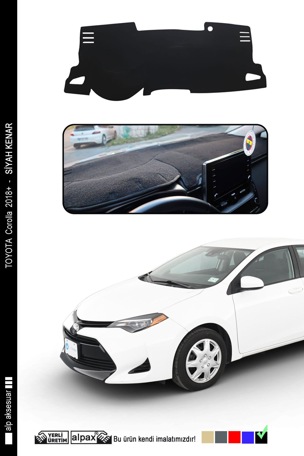 TOYOTA Corolla Torpido Koruyucu 2018 ve Üzeri Modele Özel Üretim - Kenarı Siyah