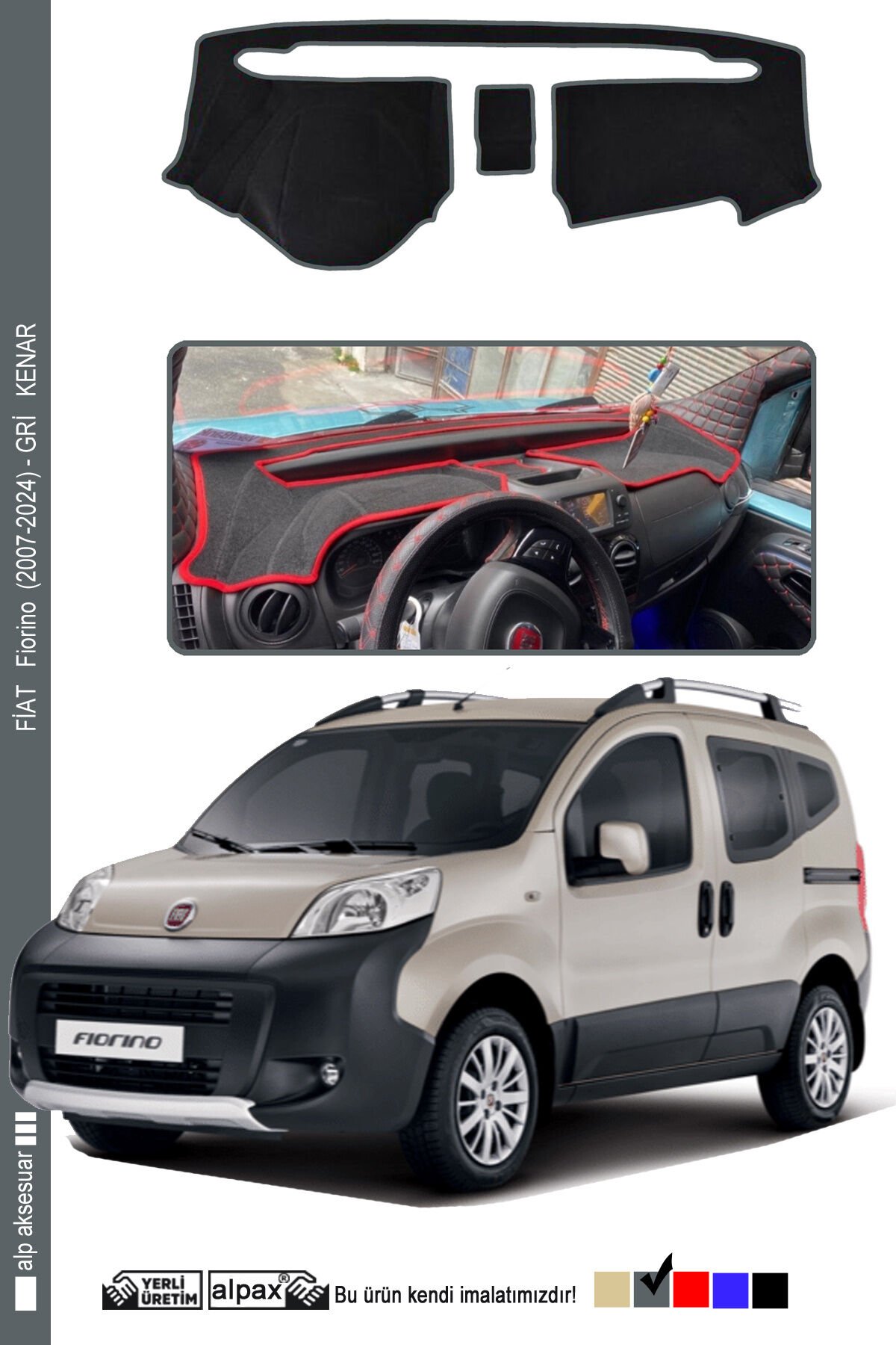Fiat Fiorino Torpido Koruyucu 2007-2024 Modellere Özel Üretim - Kenarı GRİ Renk