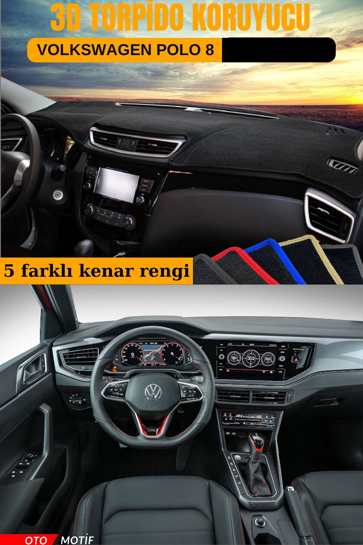 VOLKSWAGEN POLO 8 3D TORPİDO KORUYUCU KILIF - ÖN GÖĞÜS KAPLAMA