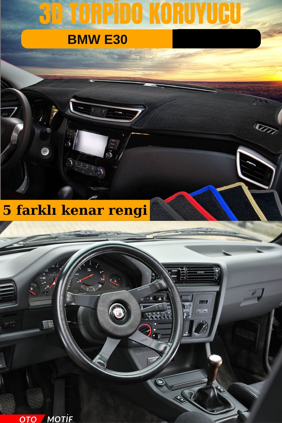 BMW E30 3D TORPİDO KORUYUCU KILIF - ÖN GÖĞÜS KAPLAMA