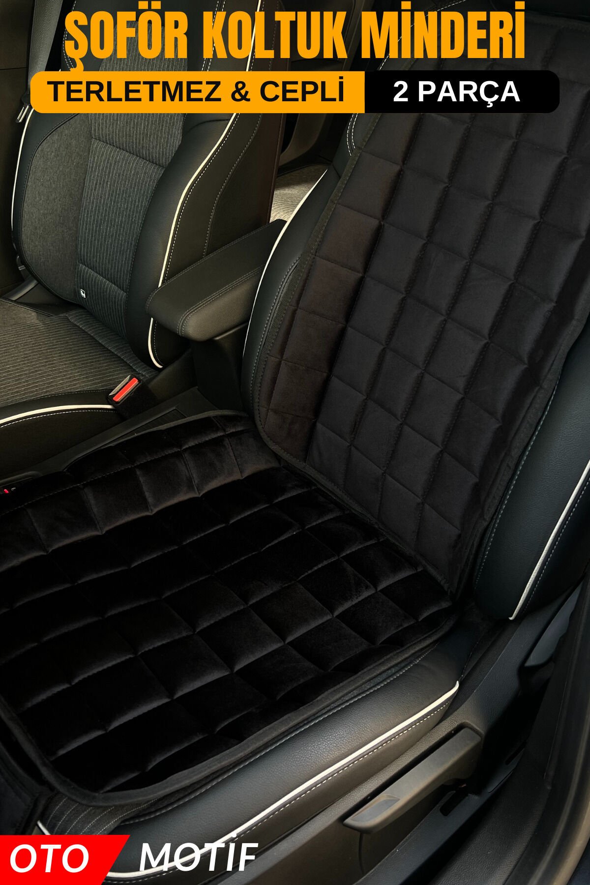 PREMİUM CEPLİ KOLTUK MİNDERİ ŞOFÖR KOLTUĞU SETİ-SİYAH