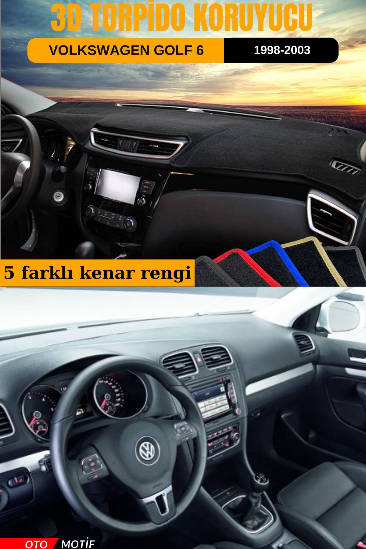 VOLKSWAGEN GOLF 6 3D TORPİDO KORUYUCU KILIF - ÖN GÖĞÜS KAPLAMA