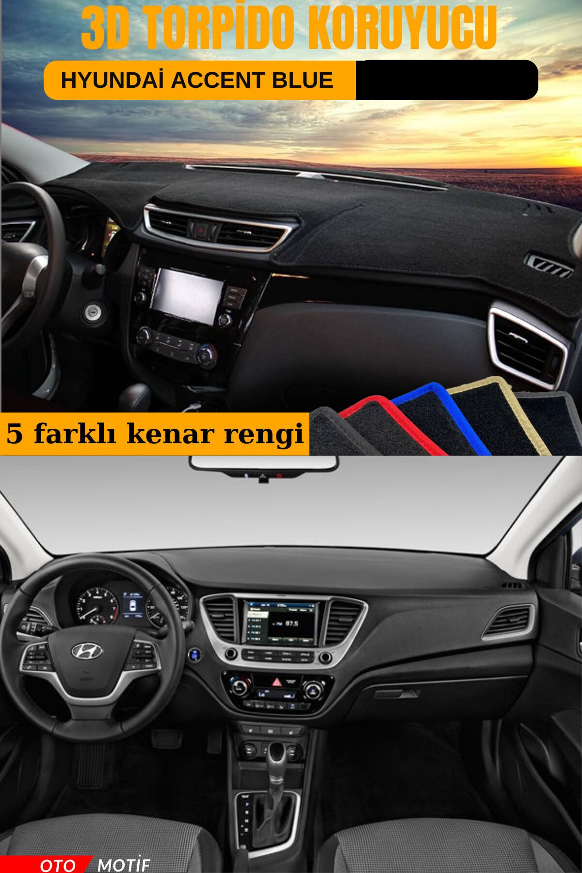 HYUNDAİ ACCENT BLUE 3D TORPİDO KORUYUCU KILIF - ÖN GÖĞÜS KAPLAMA