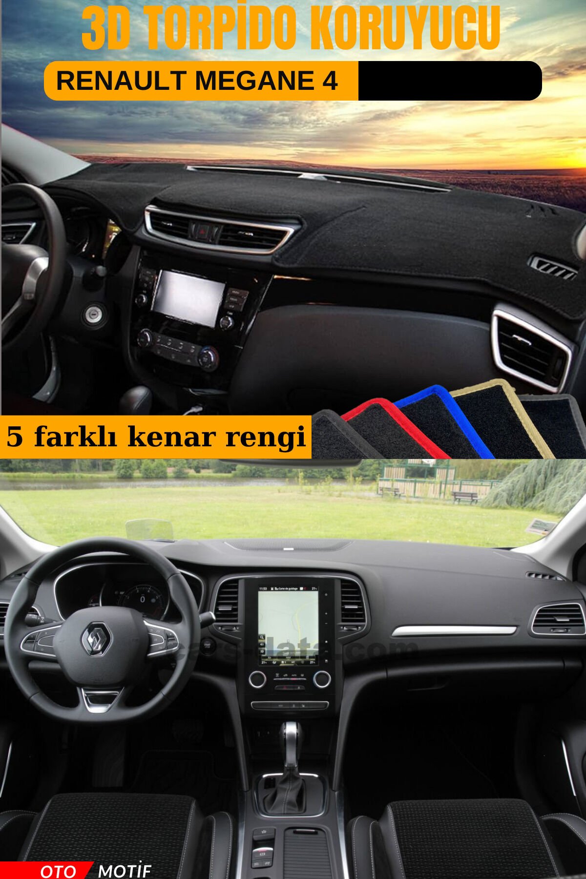 RENAULT MEGANE 4 3D TORPİDO KORUYUCU KILIF - ÖN GÖĞÜS KAPLAMA