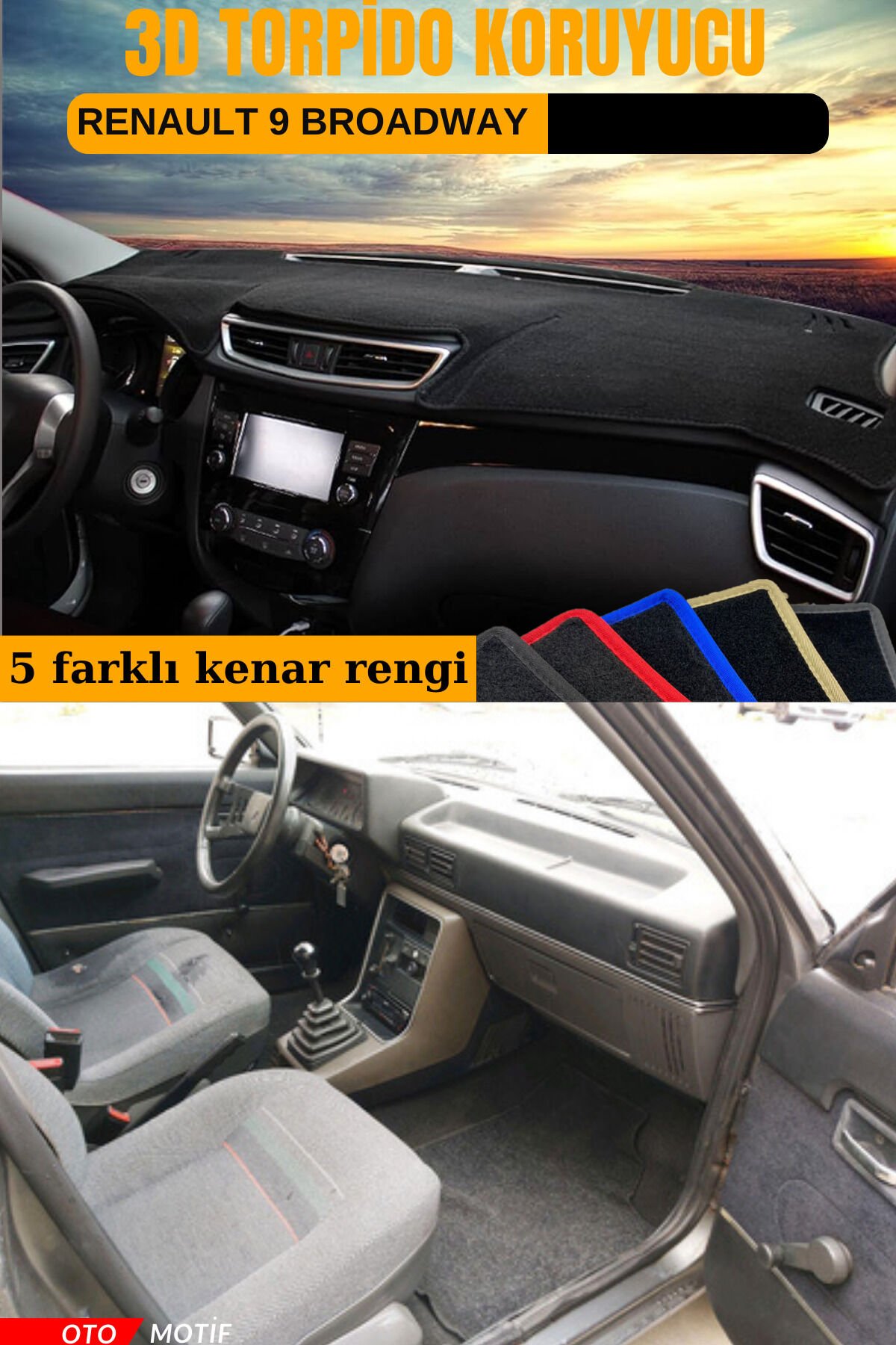RENAULT 9 BROADWAY 3D TORPİDO KORUYUCU KILIF - ÖN GÖĞÜS KAPLAMA