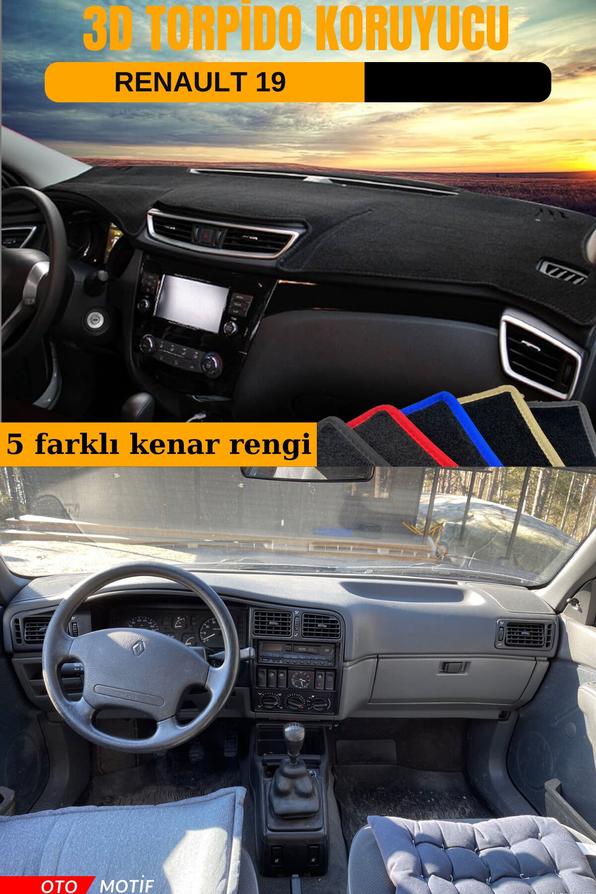 RENAULT 19 3D TORPİDO KORUYUCU KILIF - ÖN GÖĞÜS KAPLAMA