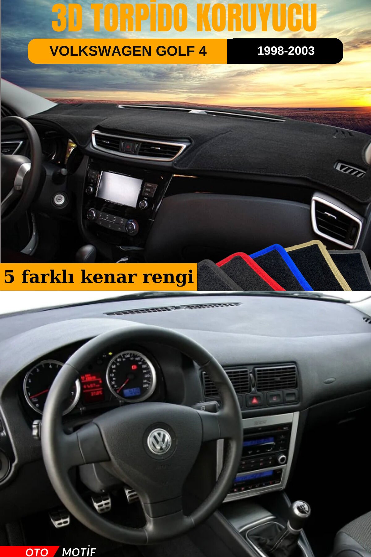 VOLKSWAGEN GOLF 4 3D TORPİDO KORUYUCU KILIF - ÖN GÖĞÜS KAPLAMA