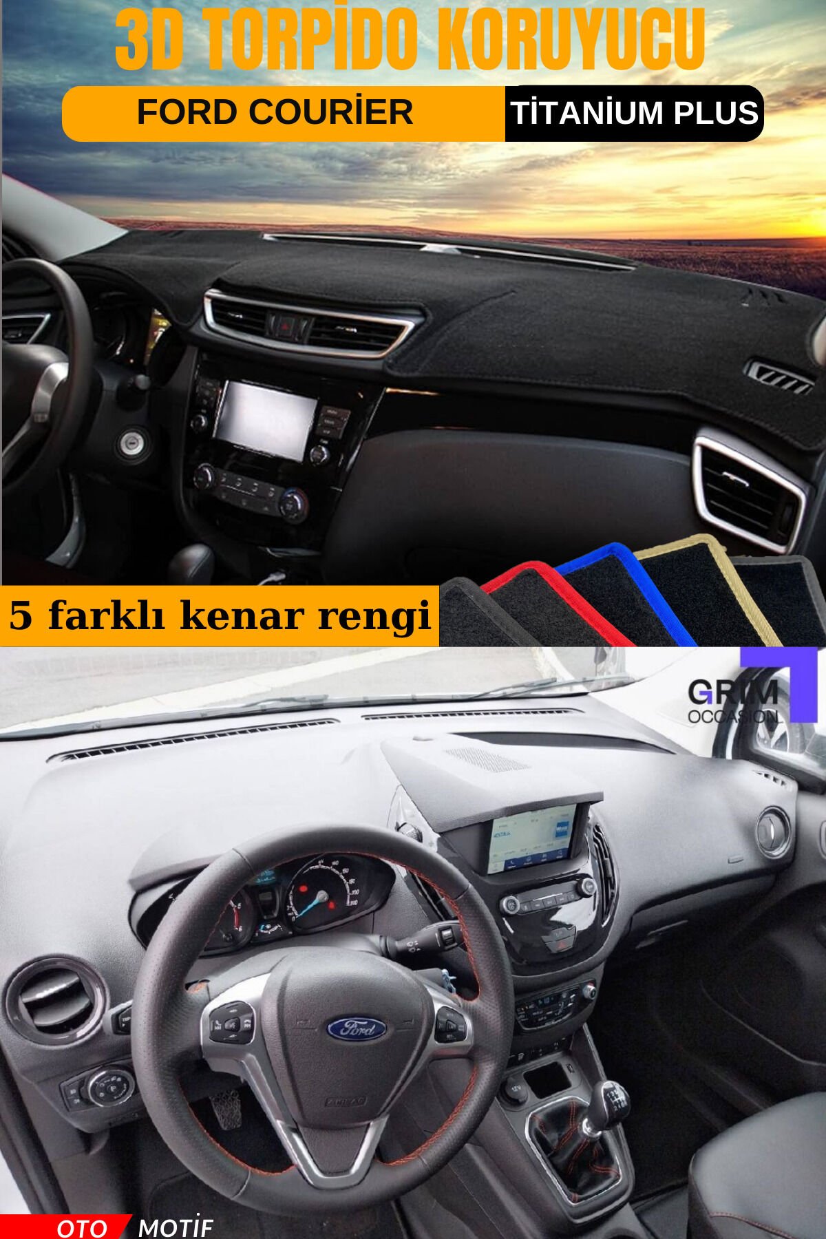 FORD COURİER TİTANİUM PLUS+ 3D TORPİDO KORUYUCU KILIF - ÖN GÖĞÜS KAPLAMA