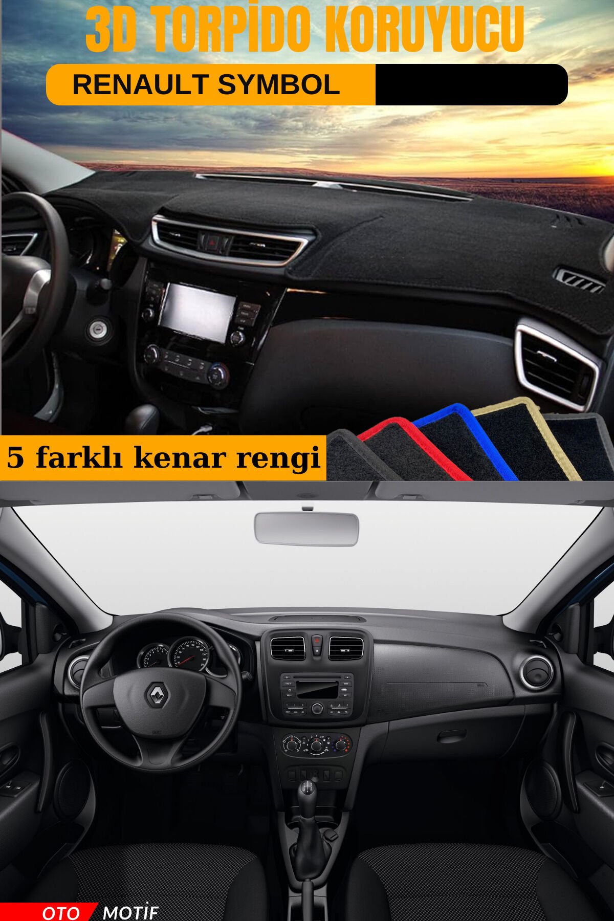 RENAULT SYMBOL 3D TORPİDO KORUYUCU KILIF - ÖN GÖĞÜS KAPLAMA