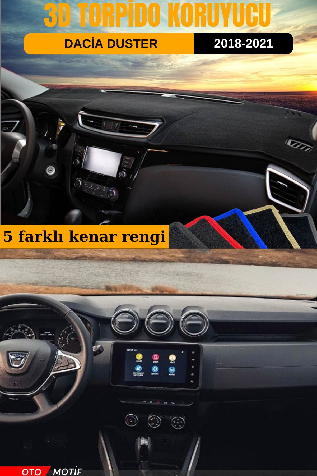 DACİA DUSTER 2018+ 3D TORPİDO KORUYUCU KILIF - ÖN GÖĞÜS KAPLAMA