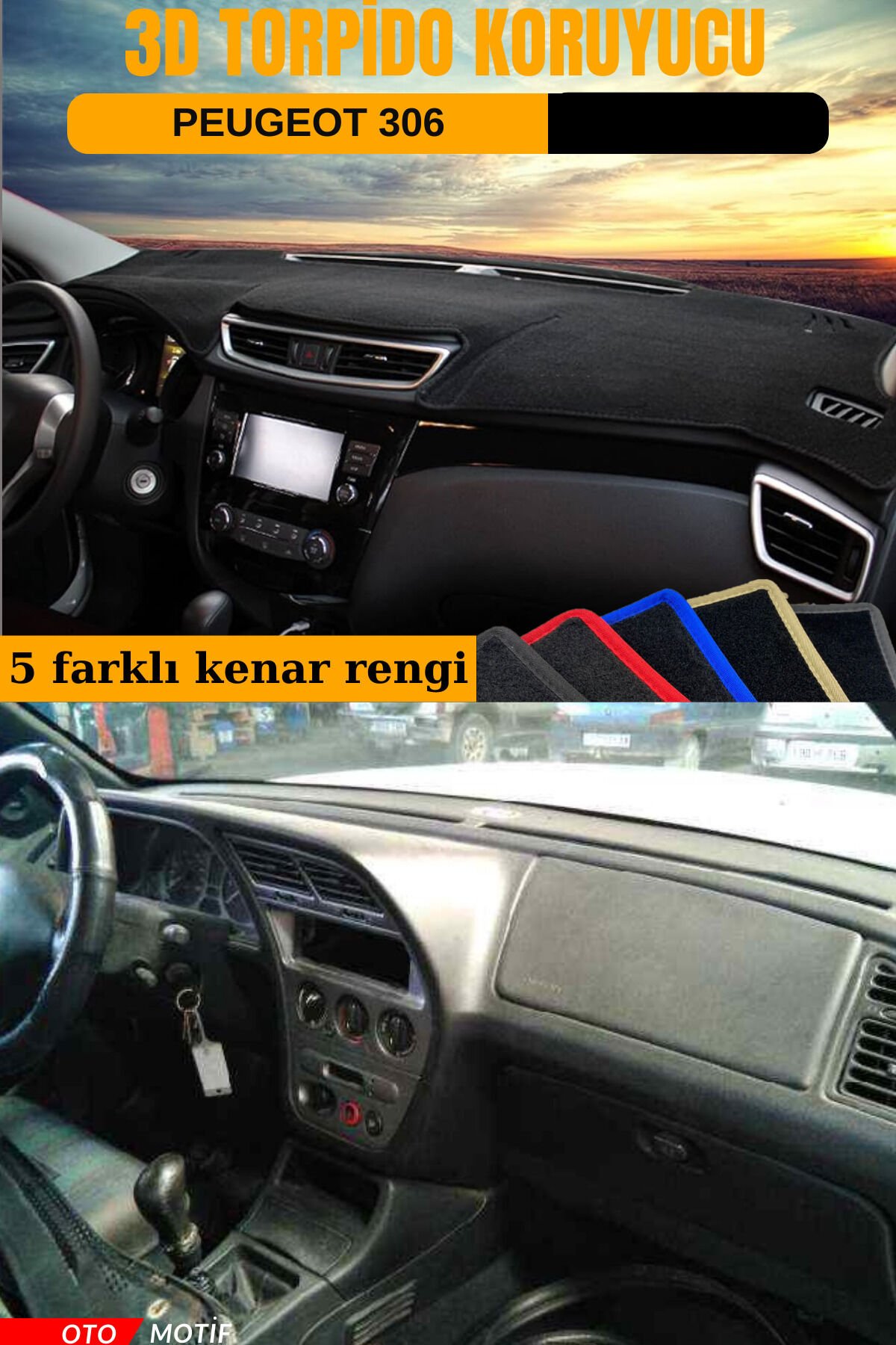 PEUGEOT 306 3D TORPİDO KORUYUCU KILIF - ÖN GÖĞÜS KAPLAMA