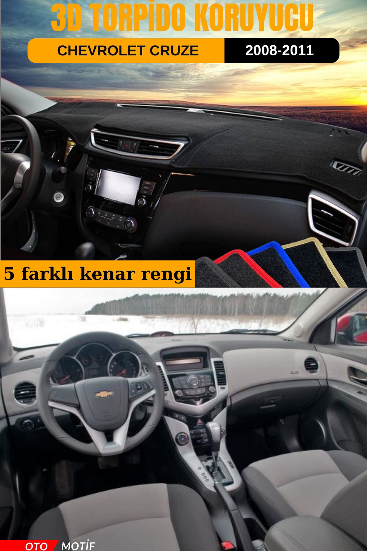 CHEVROLET CRUZE 3D TORPİDO KORUYUCU KILIF - ÖN GÖĞÜS KAPLAMA