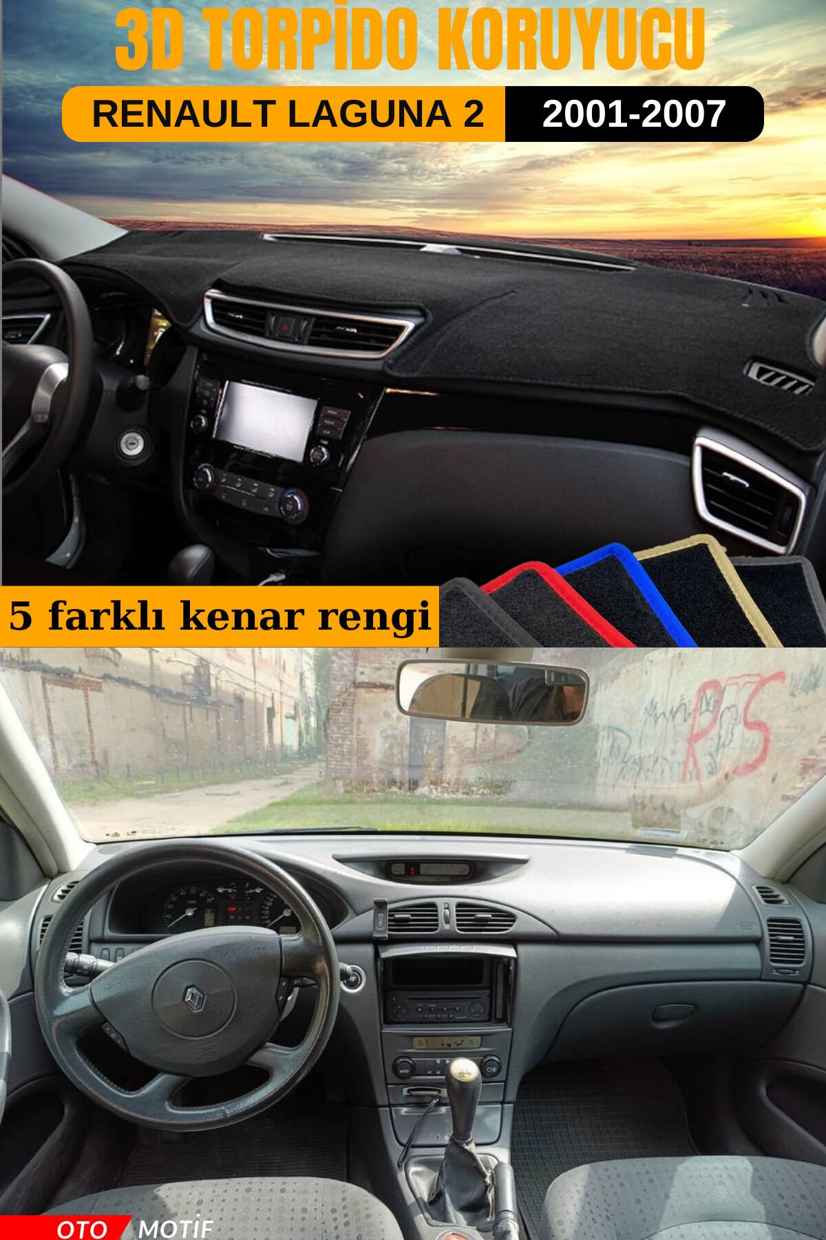 RENAULT LAGUNA 2 3D TORPİDO KORUYUCU KILIF - ÖN GÖĞÜS KAPLAMA