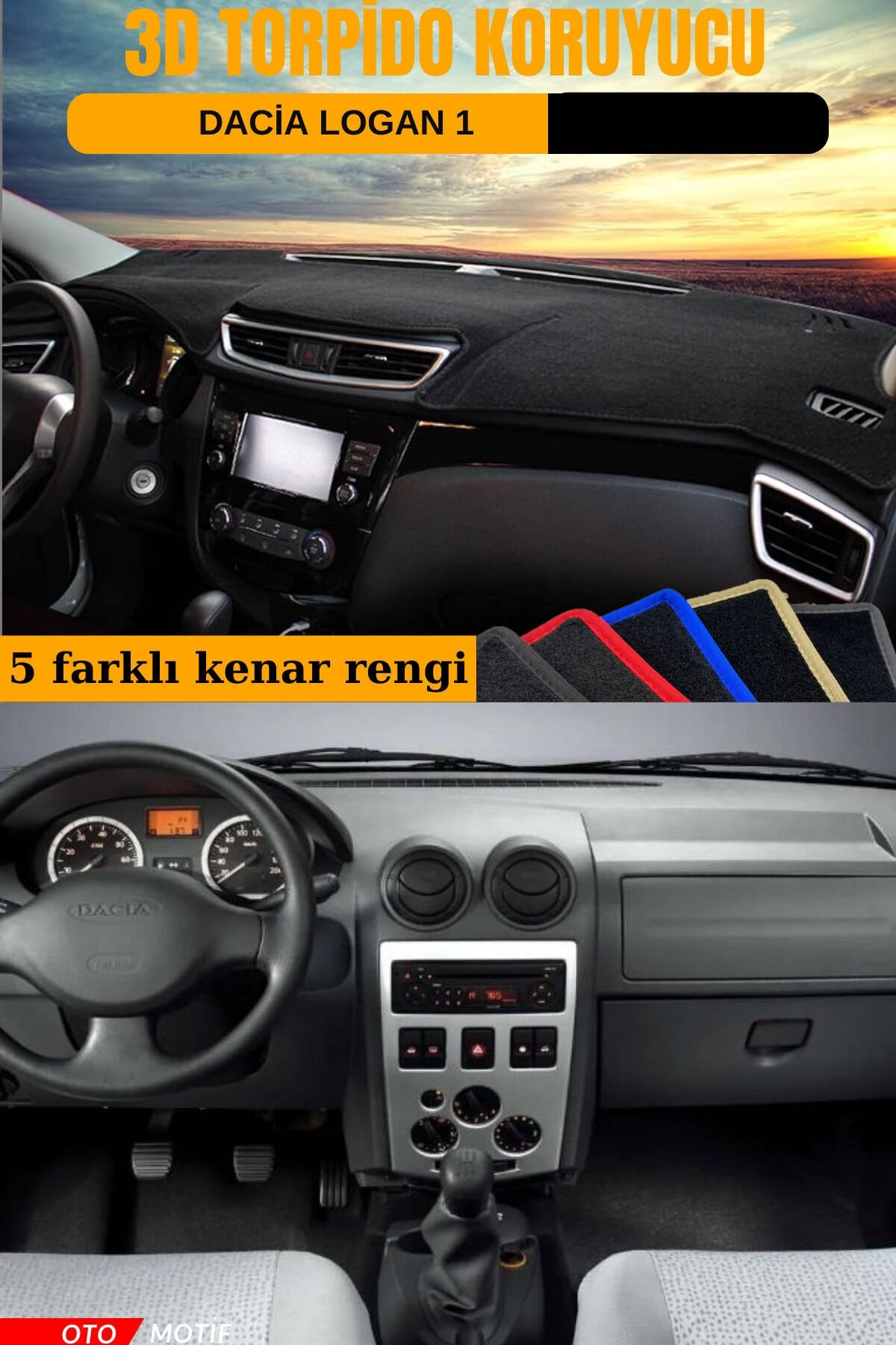 DACİA LOGAN 1 3D TORPİDO KORUYUCU KILIF - ÖN GÖĞÜS KAPLAMA