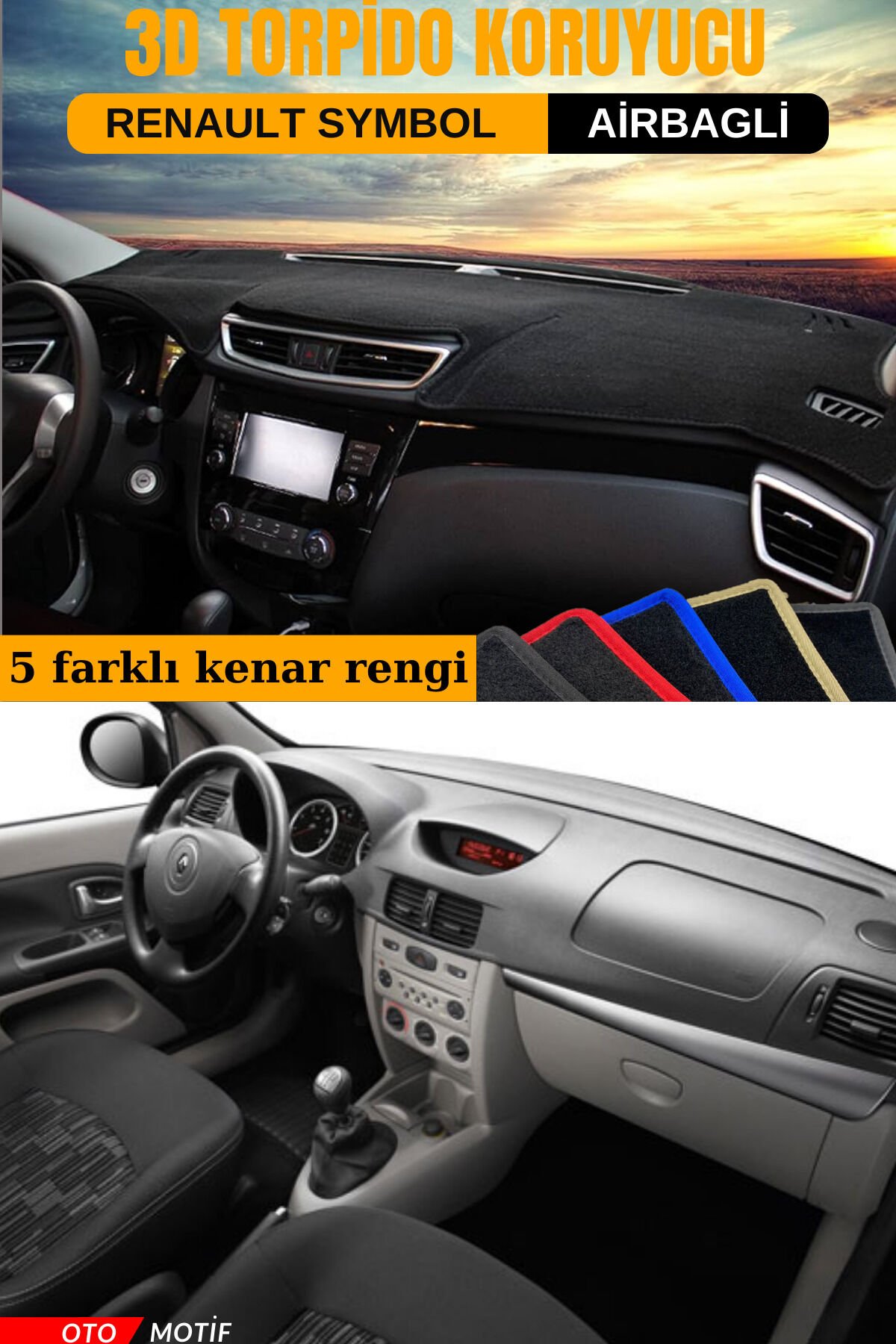 RENAULT SYMBOL (AİRBAGLİ) 3D TORPİDO KORUYUCU KILIF - ÖN GÖĞÜS KAPLAMA