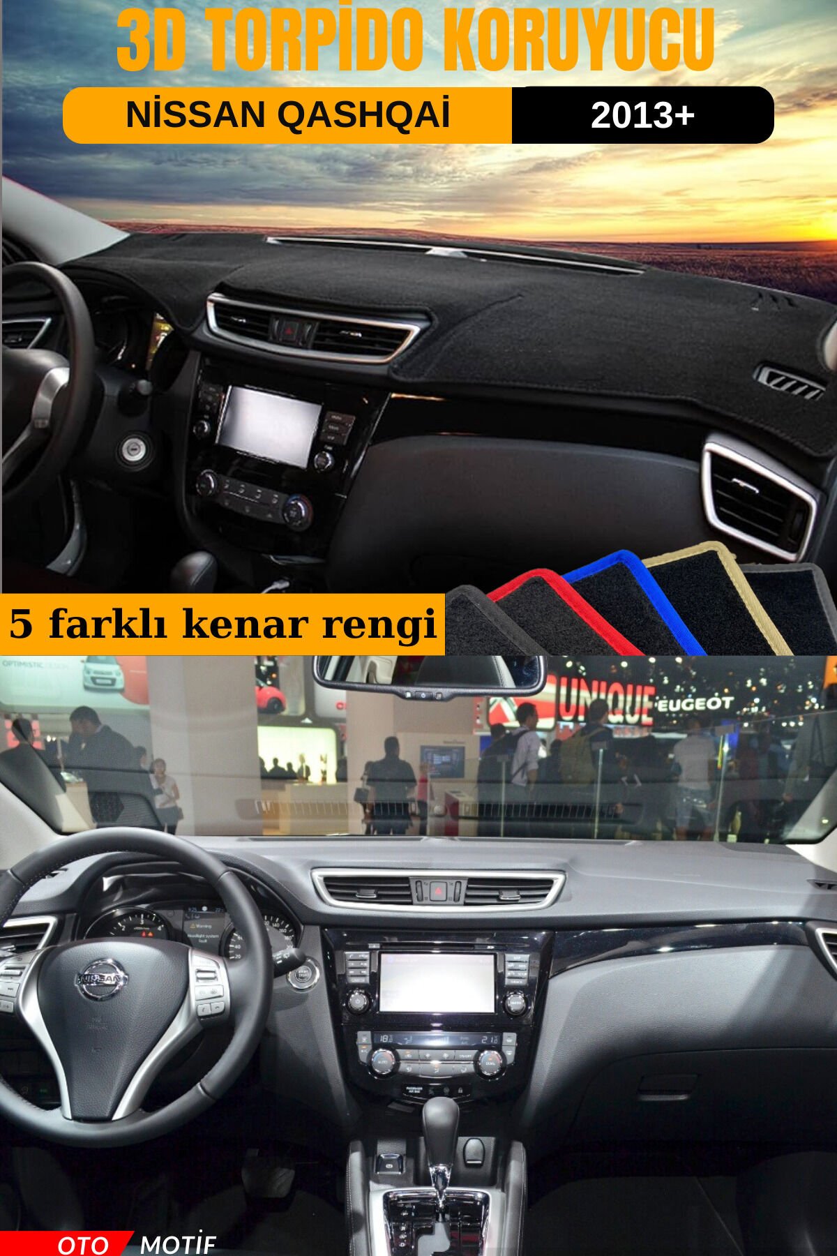 NİSSAN QASHQAİ J11 3D TORPİDO KORUYUCU KILIF - ÖN GÖĞÜS KAPLAMA