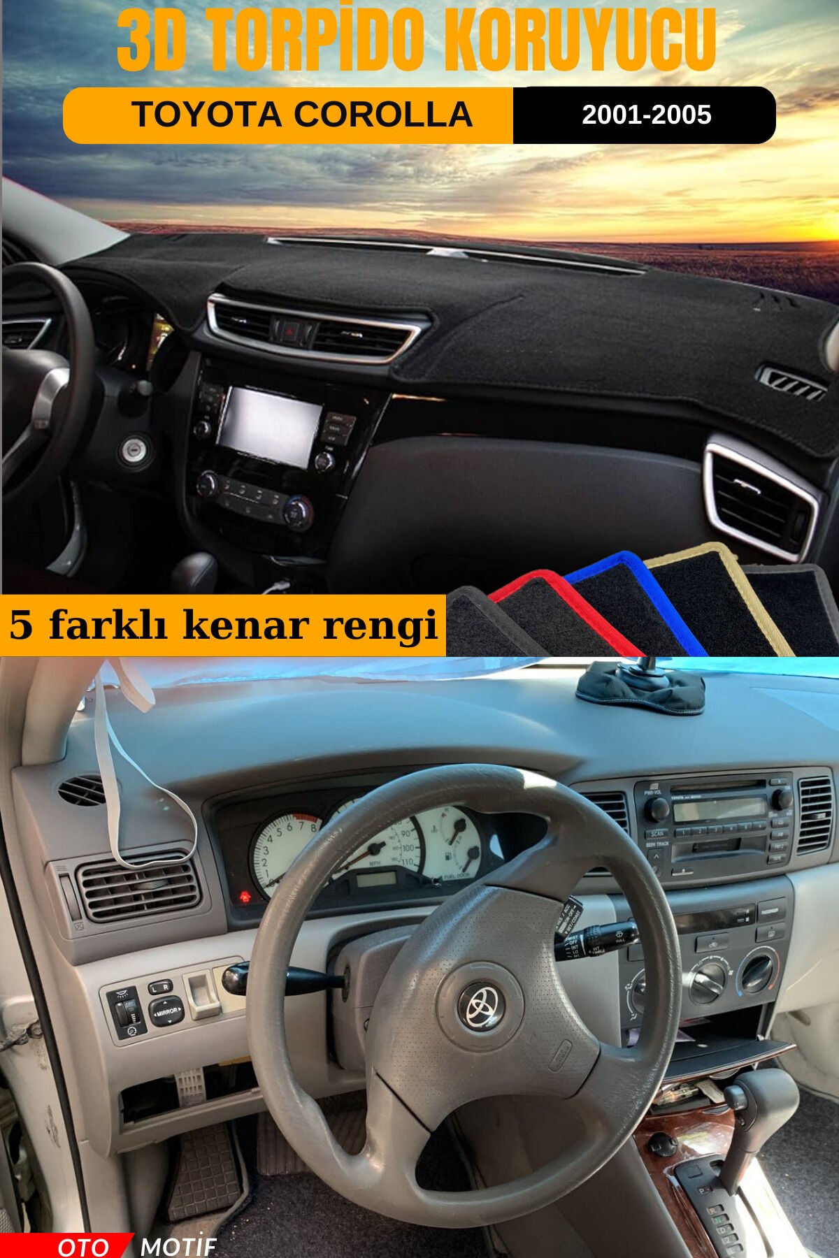 TOYOTA COROLLA TERRA 3D TORPİDO KORUYUCU KILIF - ÖN GÖĞÜS KAPLAMA