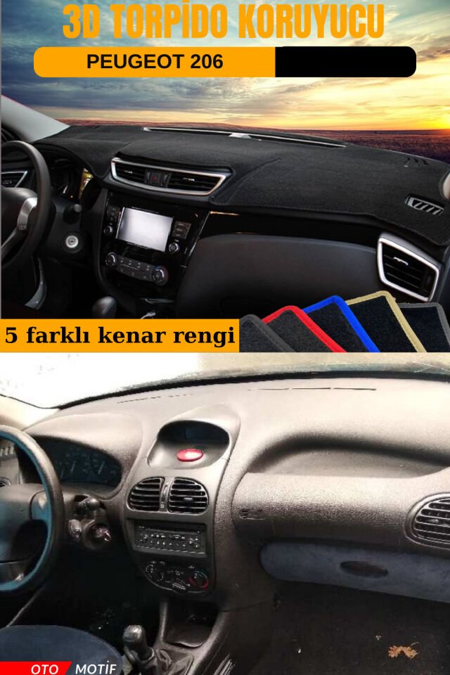 PEUGEOT 206 3D TORPİDO KORUYUCU KILIF - ÖN GÖĞÜS KAPLAMA