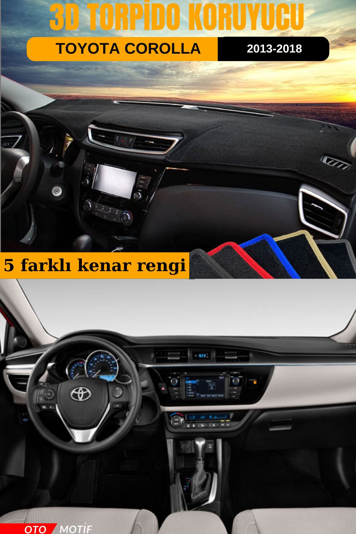 TOYOTA COROLLA 2012-2018 3D TORPİDO KORUYUCU KILIF - ÖN GÖĞÜS KAPLAMA