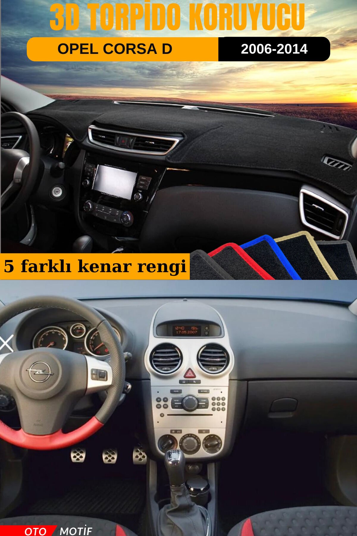 OPEL CORSA D 3D TORPİDO KORUYUCU KILIF - ÖN GÖĞÜS KAPLAMA