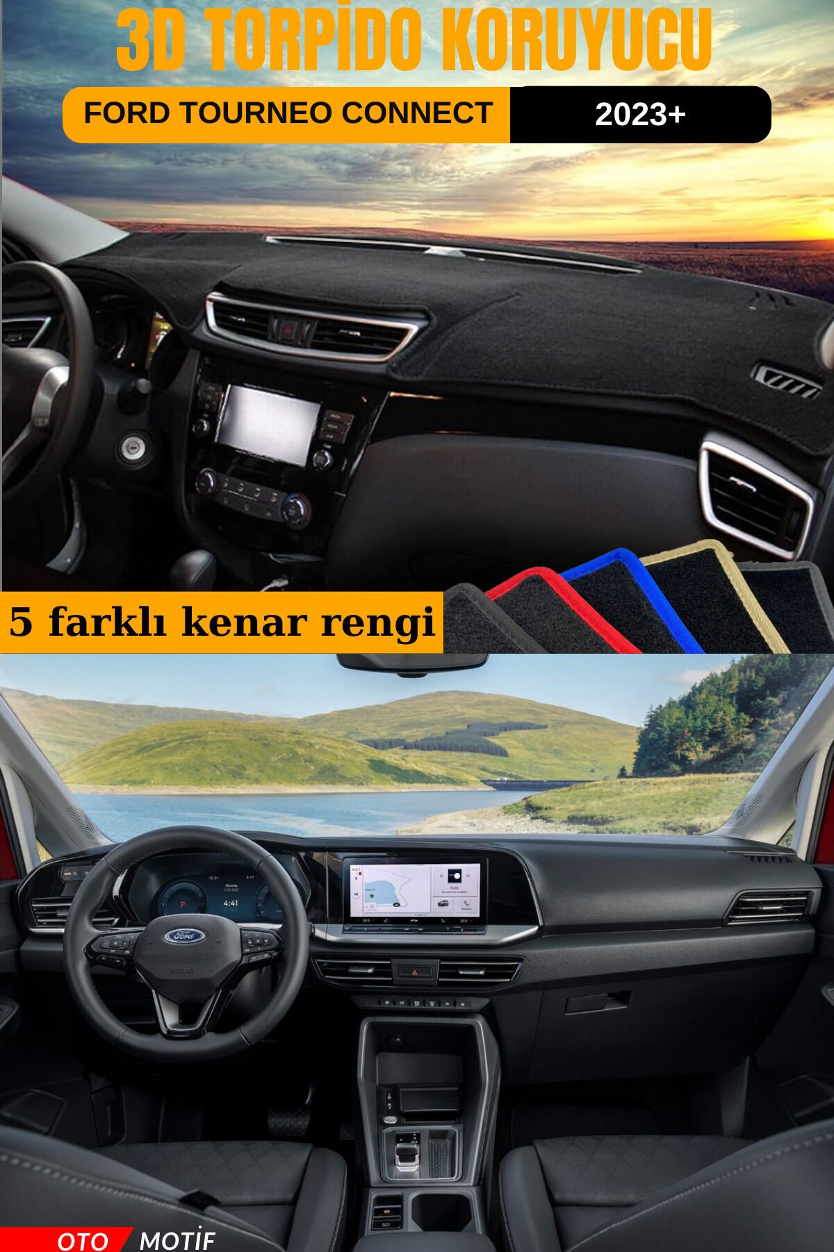 FORD TOURNEO CONNECT 2023+ 3D TORPİDO KORUYUCU KILIF - ÖN GÖĞÜS KAPLAMA