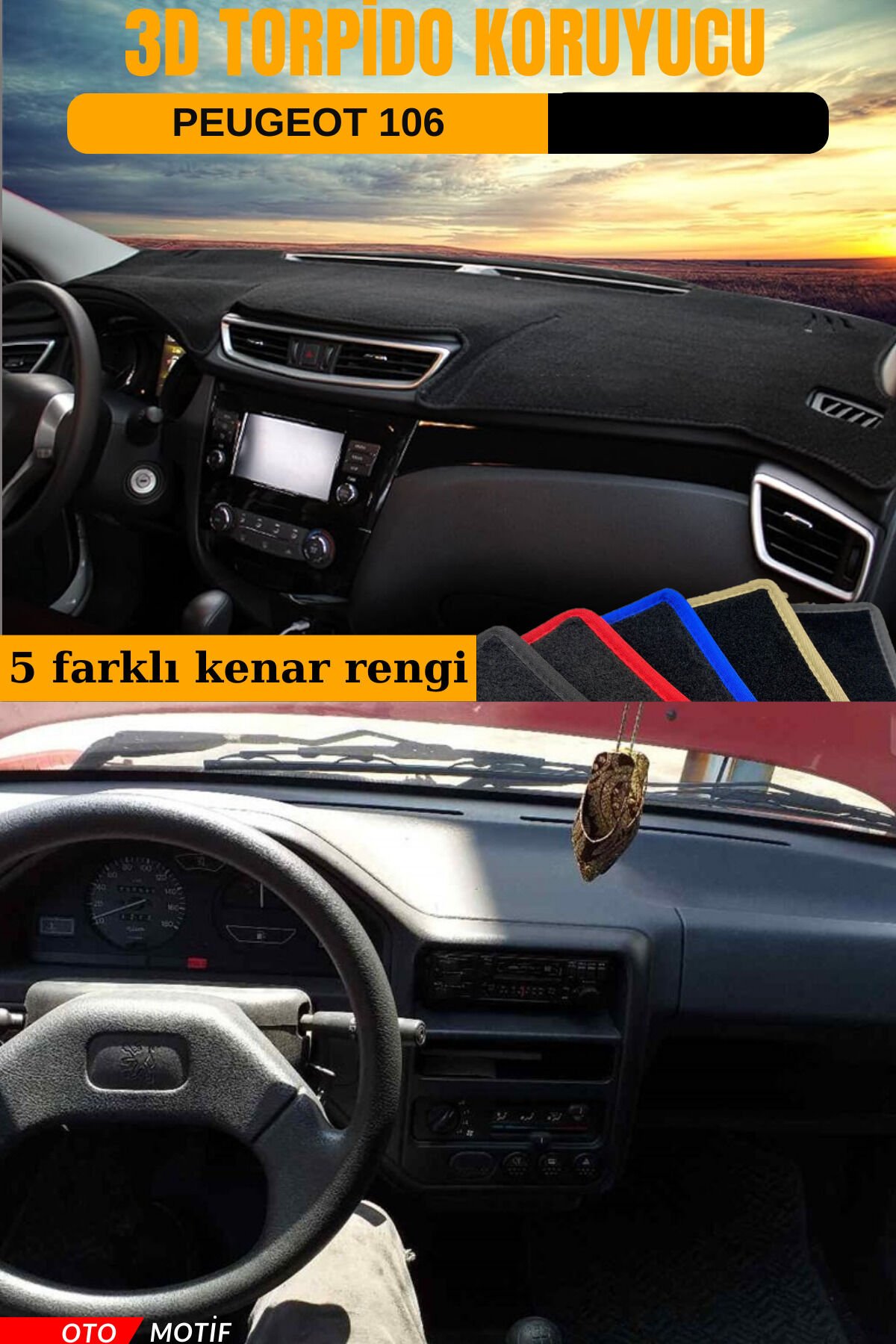 PEUGEOT 106 3D TORPİDO KORUYUCU KILIF - ÖN GÖĞÜS KAPLAMA