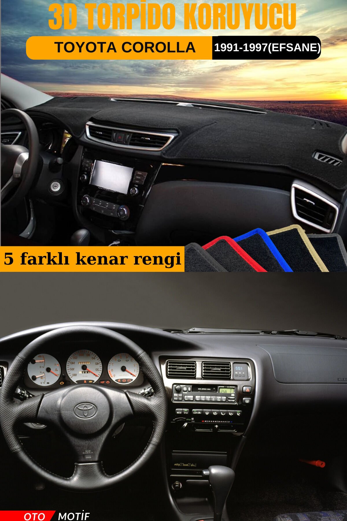 TOYOTA COROLLA (EFSANE KASA) 3D TORPİDO KORUYUCU KILIF - ÖN GÖĞÜS KAPLAMA