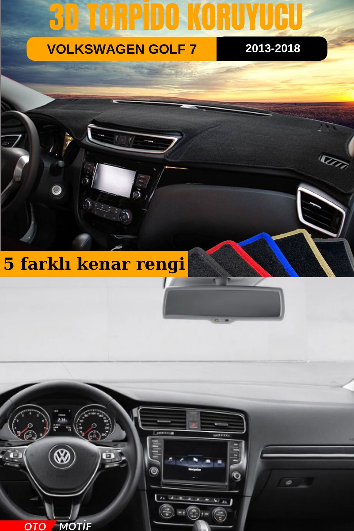 VOLKSWAGEN GOLF 7 3D TORPİDO KORUYUCU KILIF - ÖN GÖĞÜS KAPLAMA