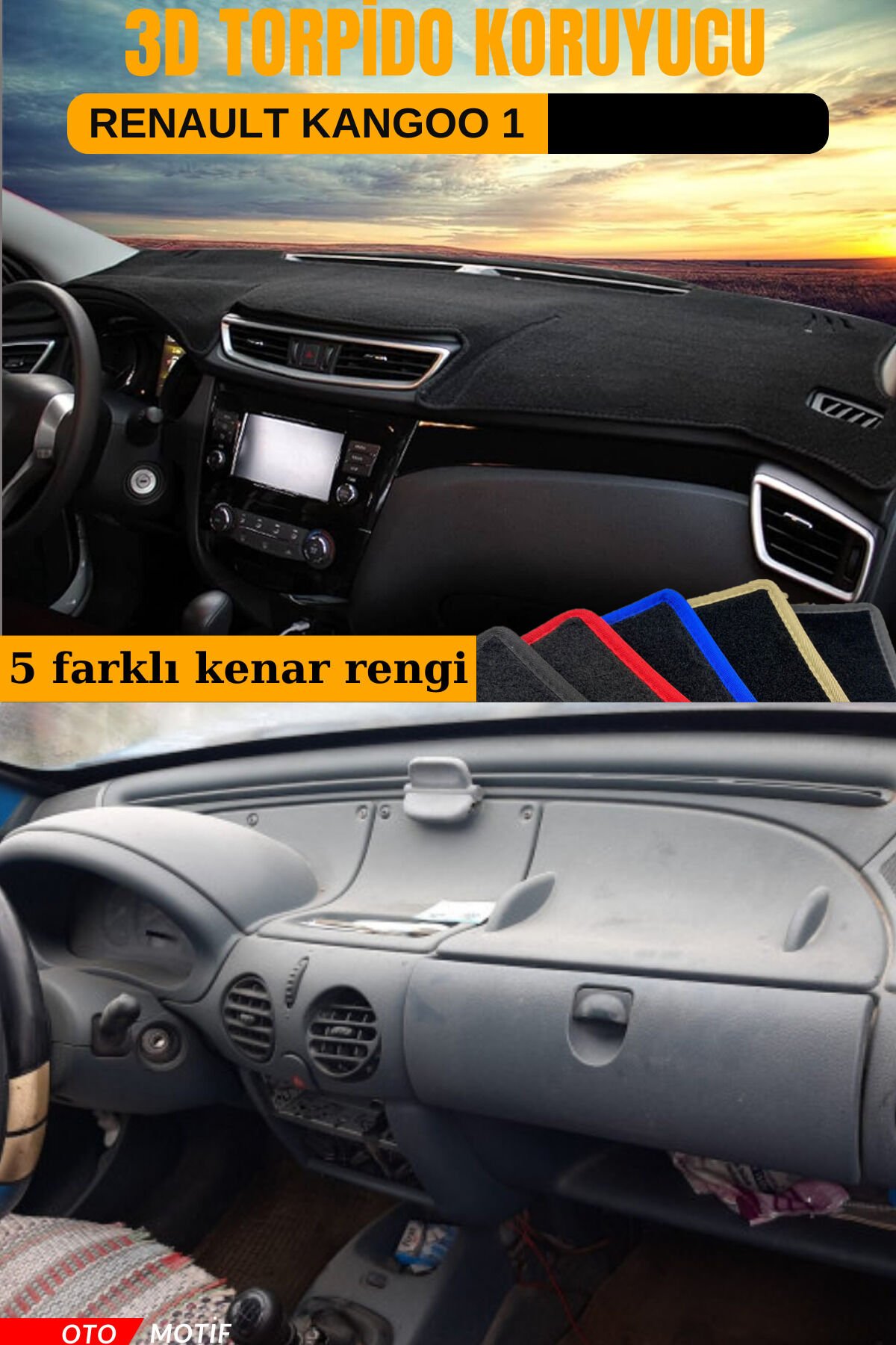 RENAULT KANGOO 1 3D TORPİDO KORUYUCU KILIF - ÖN GÖĞÜS KAPLAMA