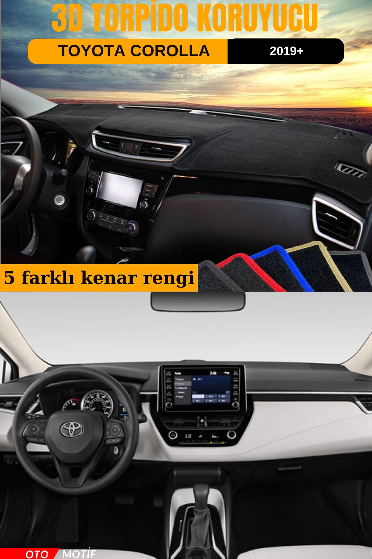 TOYOTA COROLLA 2019+ 3D TORPİDO KORUYUCU KILIF - ÖN GÖĞÜS KAPLAMA