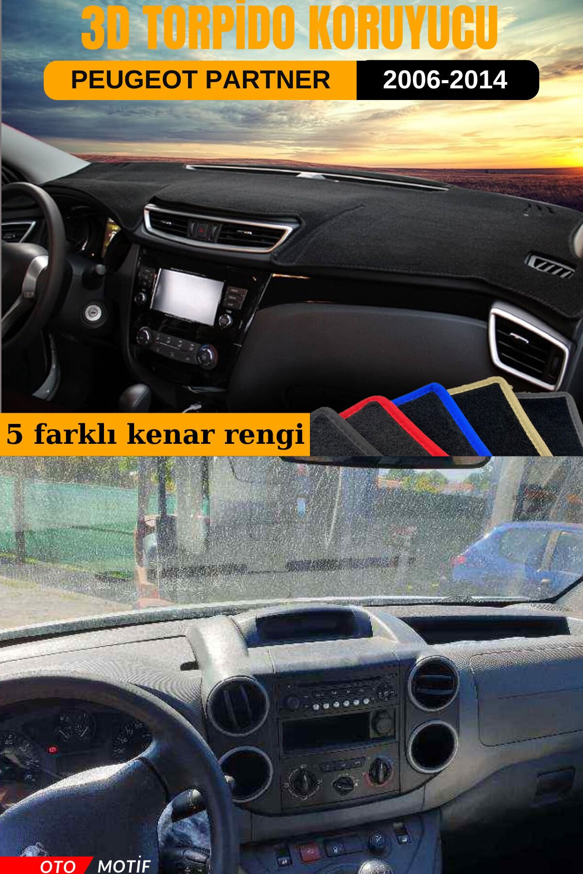 PEUGEOT PARTNER 3D TORPİDO KORUYUCU KILIF - ÖN GÖĞÜS KAPLAMA