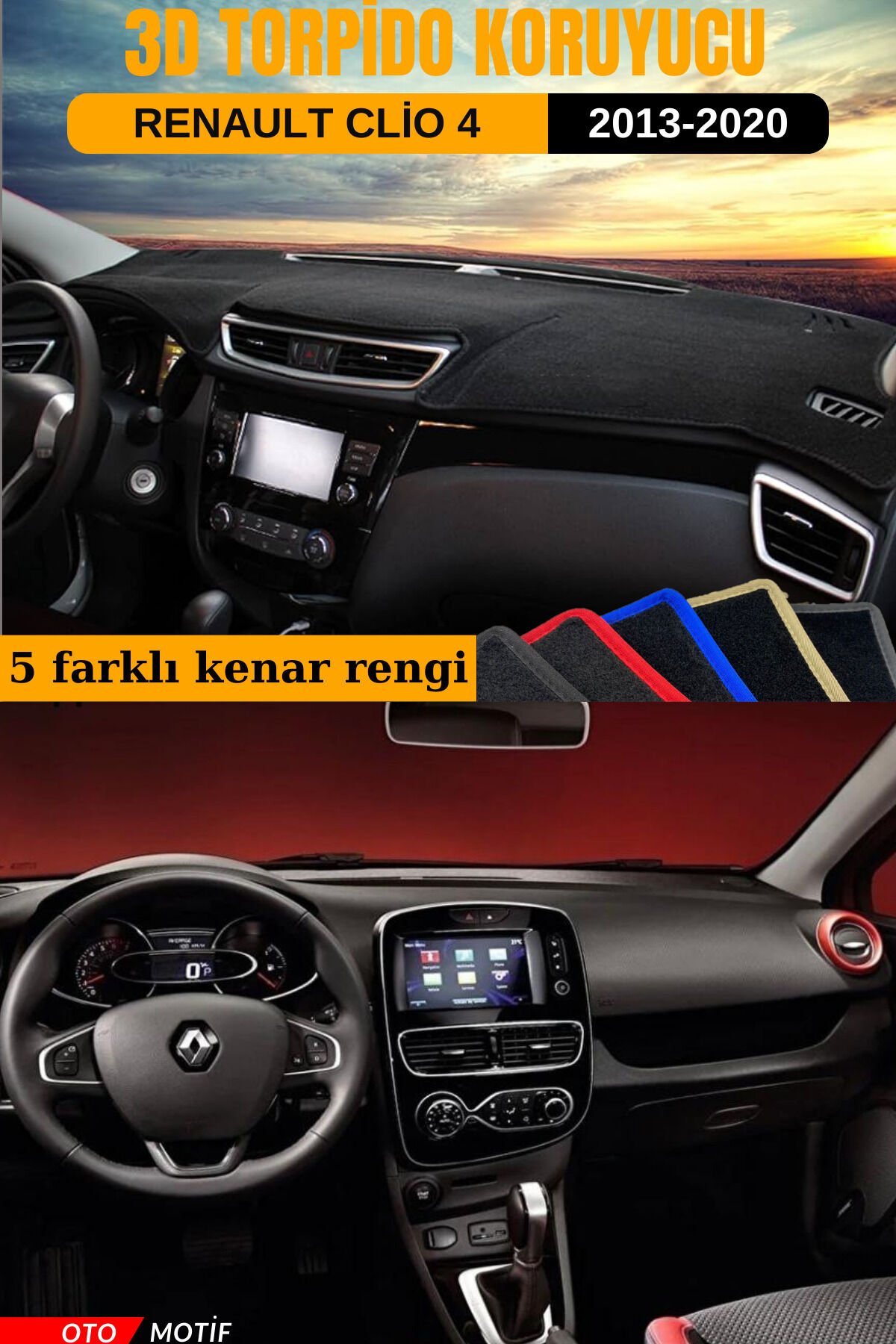 RENAULT CLİO 4 3D TORPİDO KORUYUCU KILIF - ÖN GÖĞÜS KAPLAMA