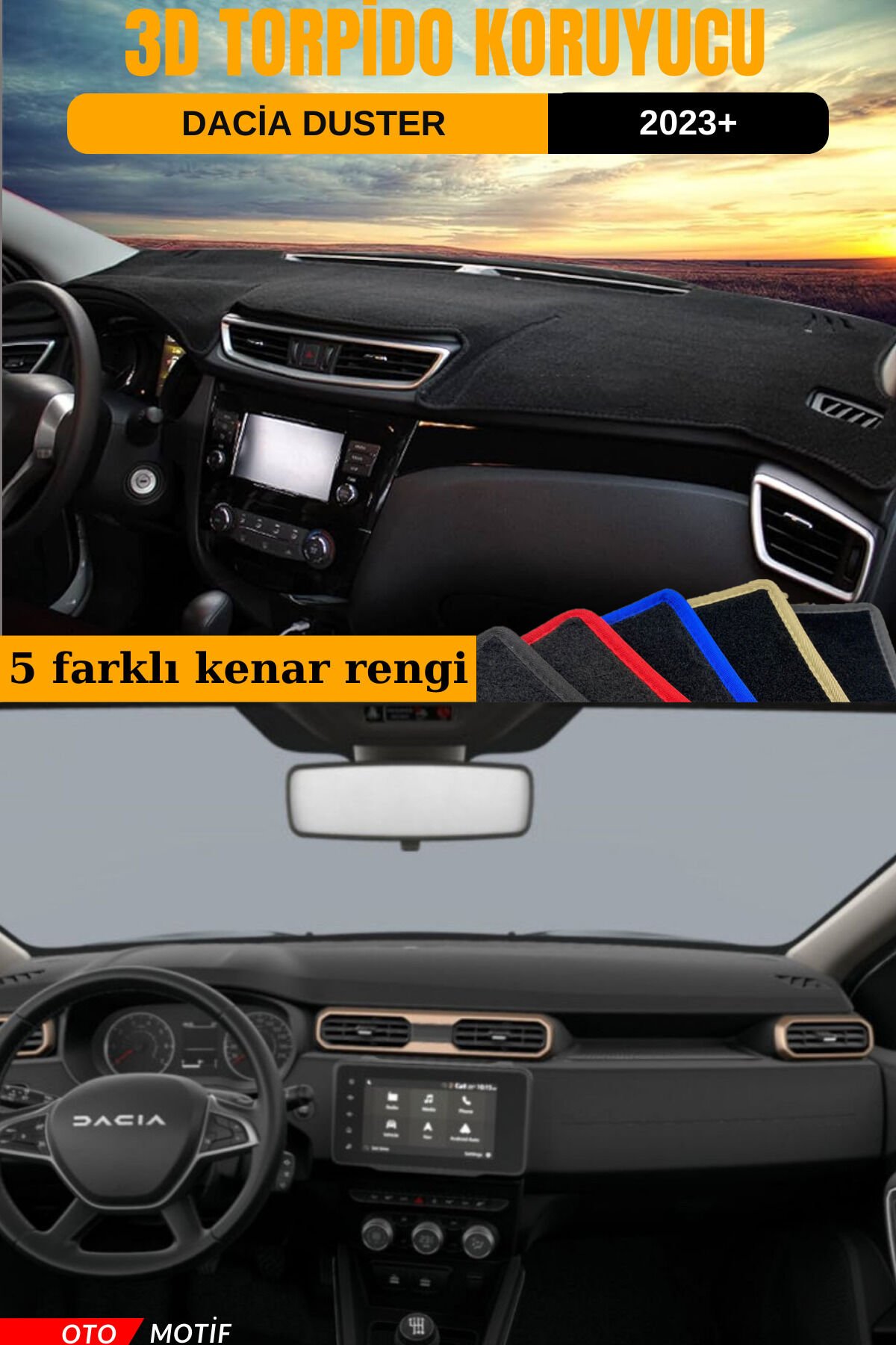 DACİA DUSTER 2023+ 3D TORPİDO KORUYUCU KILIF - ÖN GÖĞÜS KAPLAMA