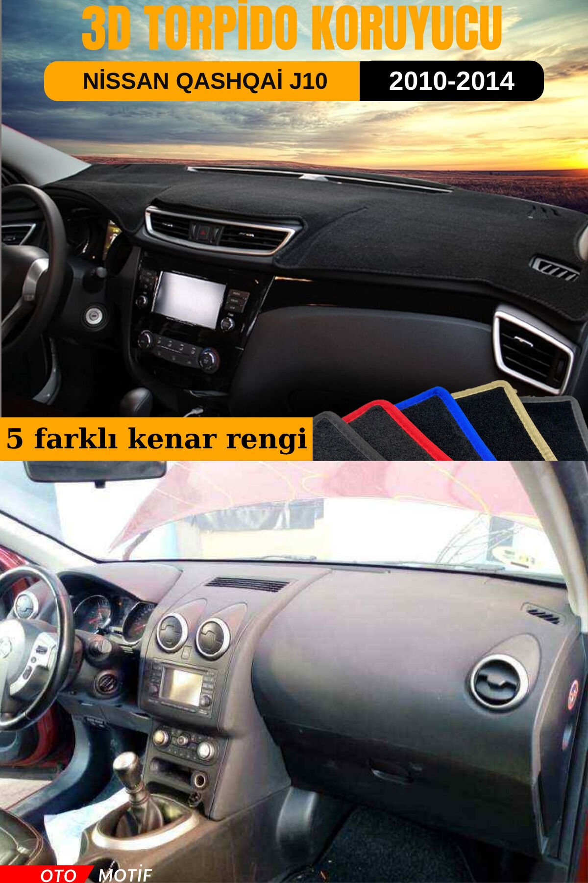 NİSSAN QASHQAİ J10 3D TORPİDO KORUYUCU KILIF - ÖN GÖĞÜS KAPLAMA