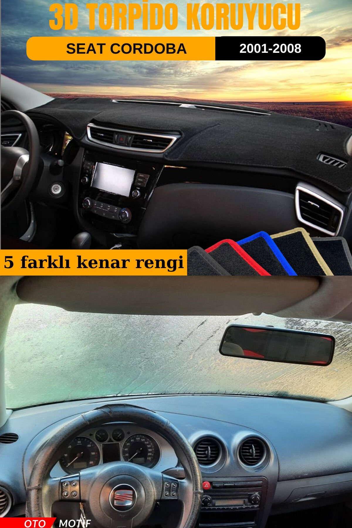 SEAT CORDOBA 3D TORPİDO KORUYUCU KILIF - ÖN GÖĞÜS KAPLAMA