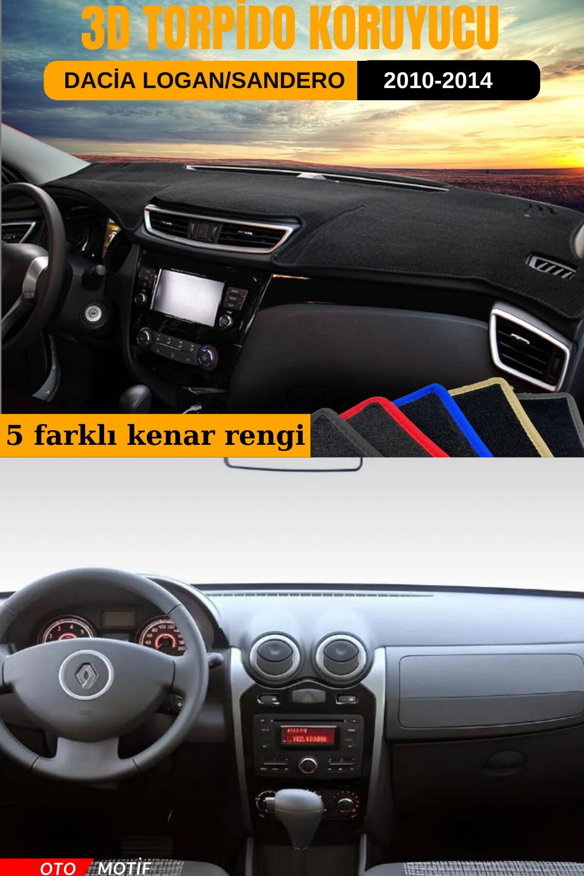 DACİA LOGAN 2 3D TORPİDO KORUYUCU KILIF - ÖN GÖĞÜS KAPLAMA