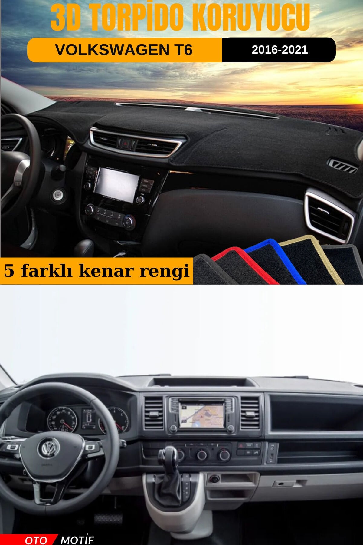 VOLKSWAGEN TRANSPOERTER T6 3D TORPİDO KORUYUCU KILIF - ÖN GÖĞÜS KAPLAMA