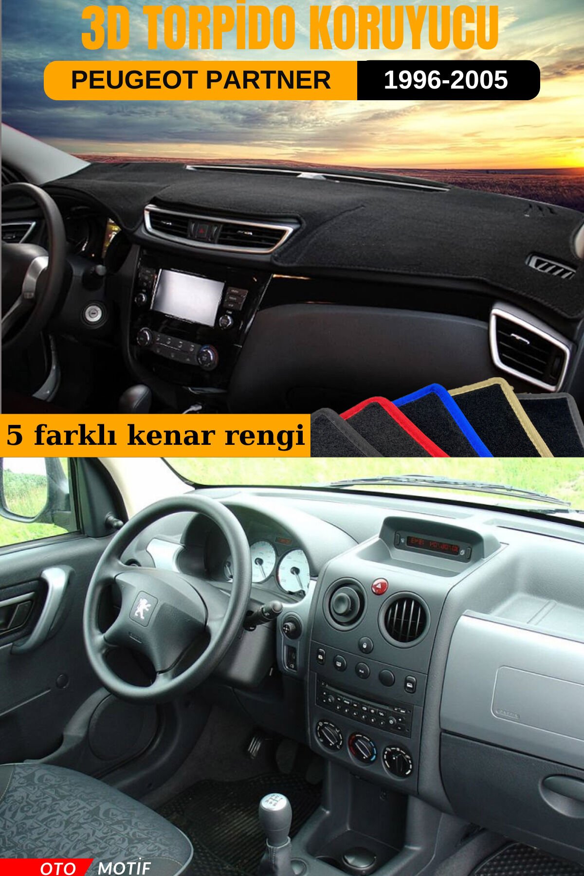 PEUGEOT PARTNER 3D TORPİDO KORUYUCU KILIF - ÖN GÖĞÜS KAPLAMA