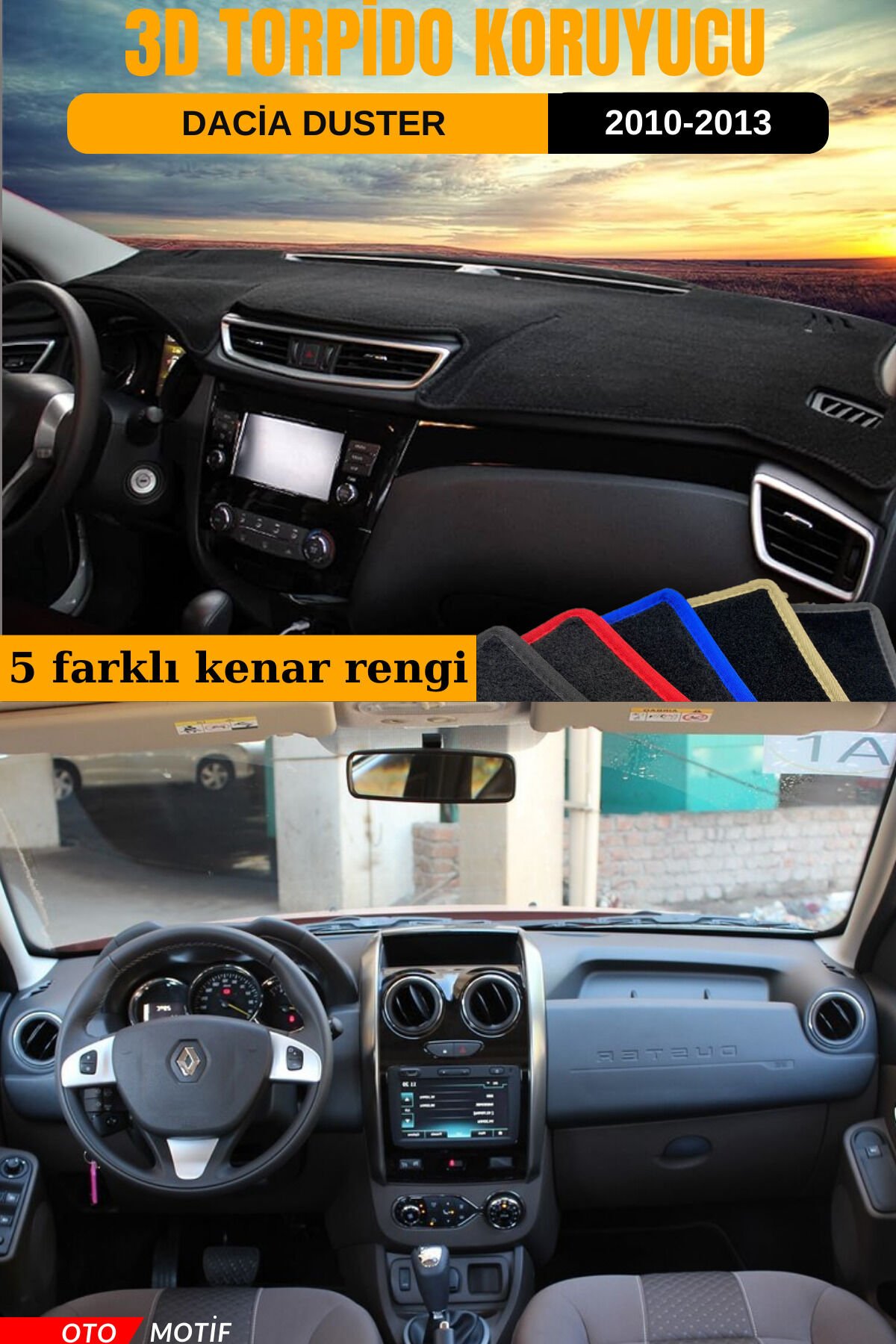 DACİA DUSTER 2013-2018 3D TORPİDO KORUYUCU KILIF - ÖN GÖĞÜS KAPLAMA