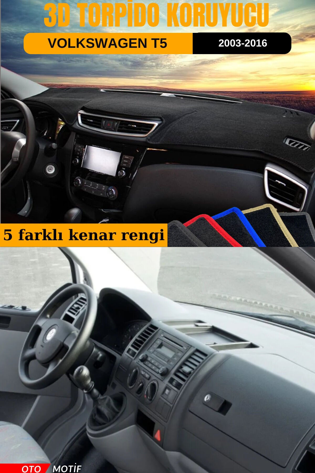 VOLKSWAGEN TRANSPOERTER T5 3D TORPİDO KORUYUCU KILIF - ÖN GÖĞÜS KAPLAMA