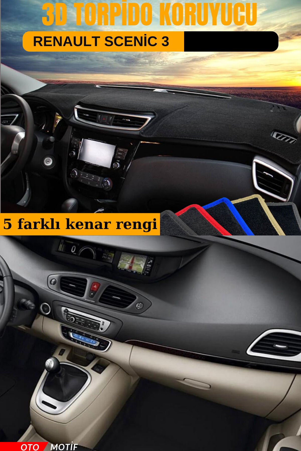 RENAULT SCENİC 3 3D TORPİDO KORUYUCU KILIF - ÖN GÖĞÜS KAPLAMA