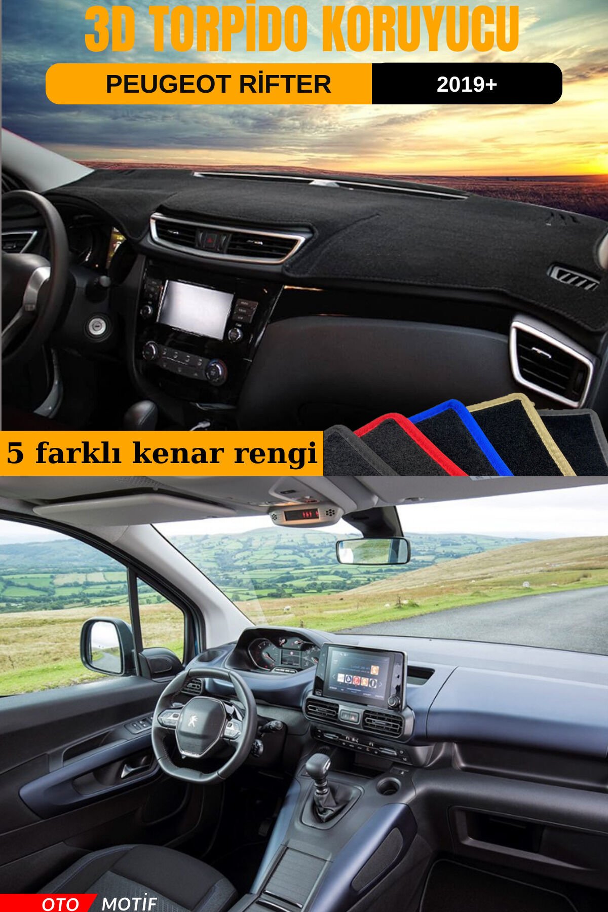 PEUGEOT RİFTER 3D TORPİDO KORUYUCU KILIF - ÖN GÖĞÜS KAPLAMA