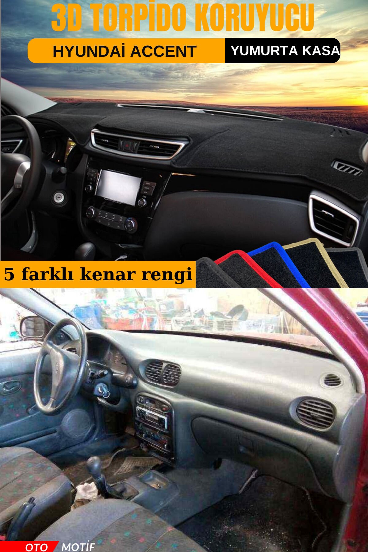 HYUNDAİ ACCENT 3D TORPİDO KORUYUCU KILIF - ÖN GÖĞÜS KAPLAMA
