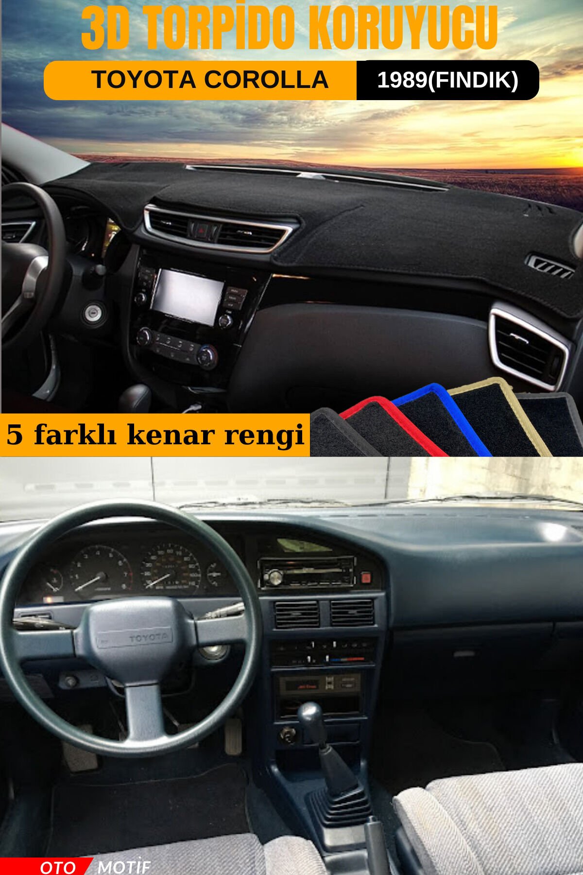 TOYOTA COROLLA (FINDIK KASA) 3D TORPİDO KORUYUCU KILIF - ÖN GÖĞÜS KAPLAMA