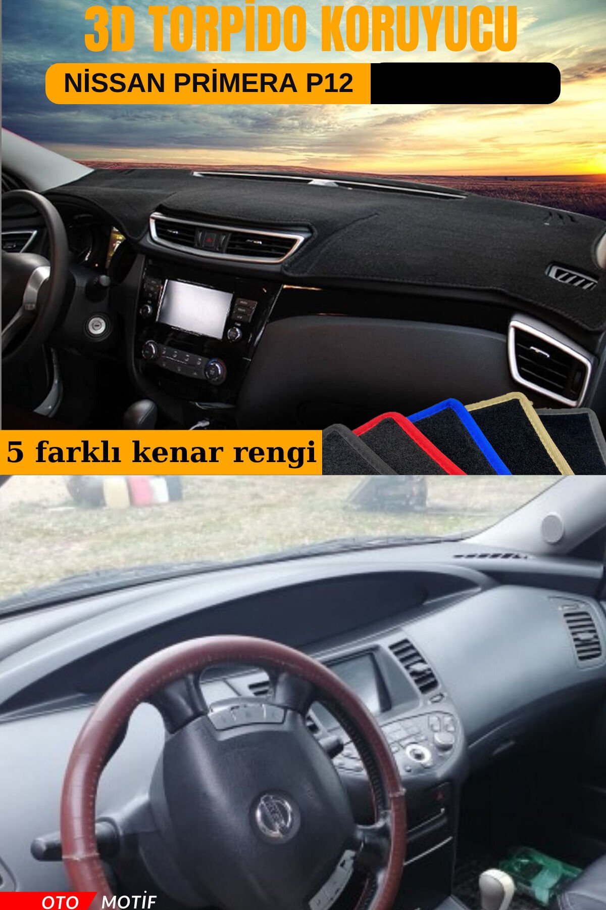 NİSSAN PRİMERA P12 3D TORPİDO KORUYUCU KILIF - ÖN GÖĞÜS KAPLAMA