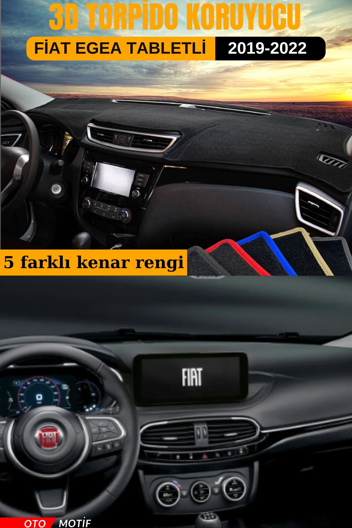 FİAT EGEA (TABLET EKRANLI) 3D TORPİDO KORUYUCU KILIF - ÖN GÖĞÜS KAPLAMA