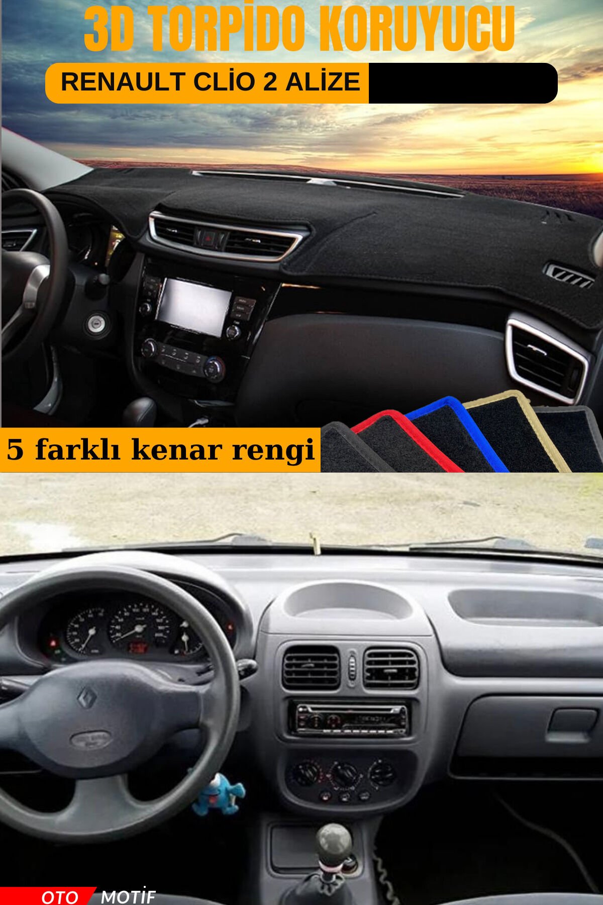 RENAULT CLİO 2 ALİZE 3D TORPİDO KORUYUCU KILIF - ÖN GÖĞÜS KAPLAMA