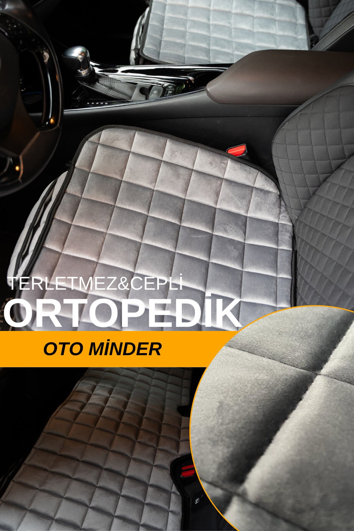Premium Oto Koltuk Minderi Seti-GRİ (SIRTLIKSIZ) SRT-OTM03